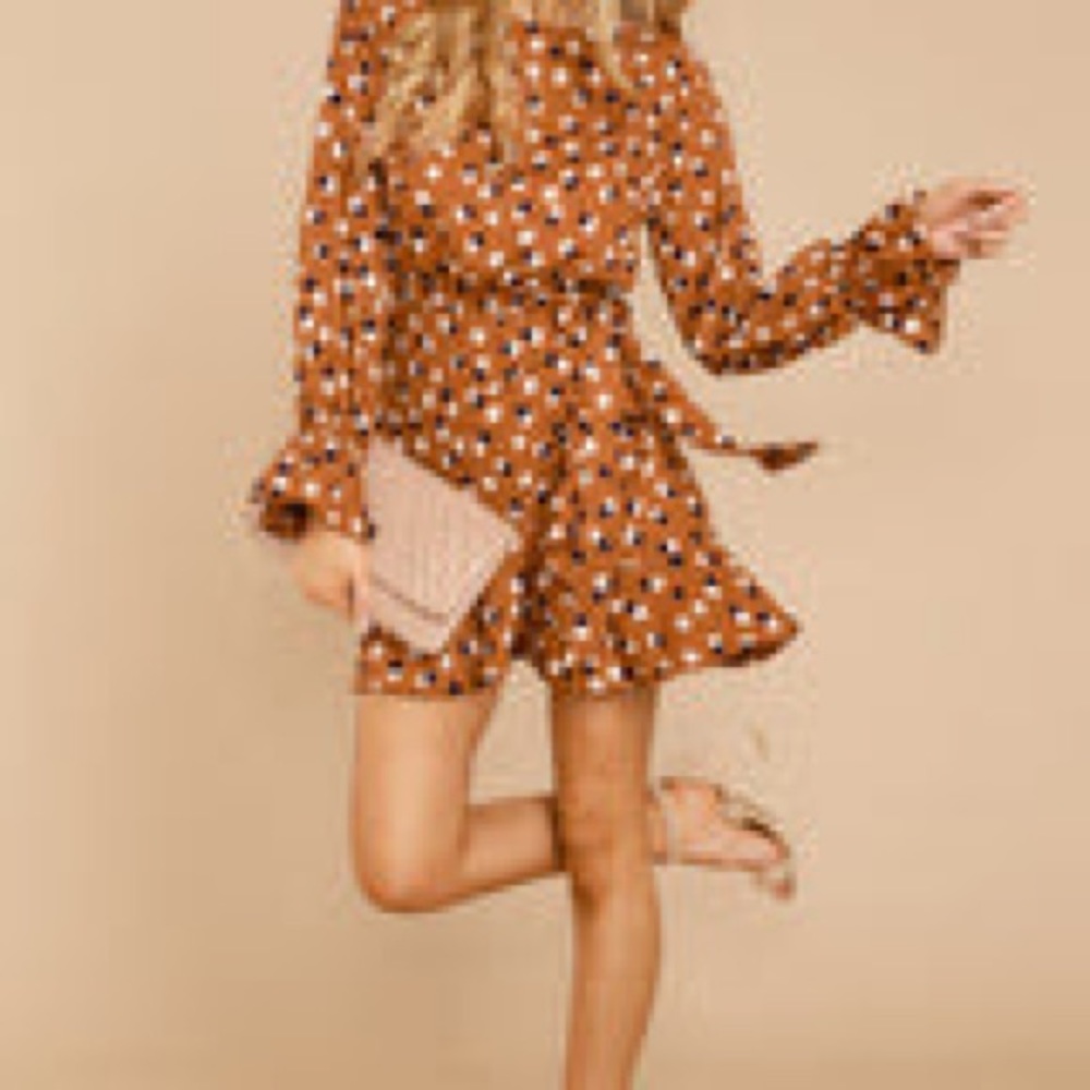Red Dress Brown Print Dress